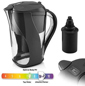 Water Filter ION Water Purifier Pitcher and Water Distiller by AQUATIP Provides 99.9% Extraction Normal Water to A Mineral Water - ION Tap Water Filter Brings Best Absorption Minerals in Body (Black)