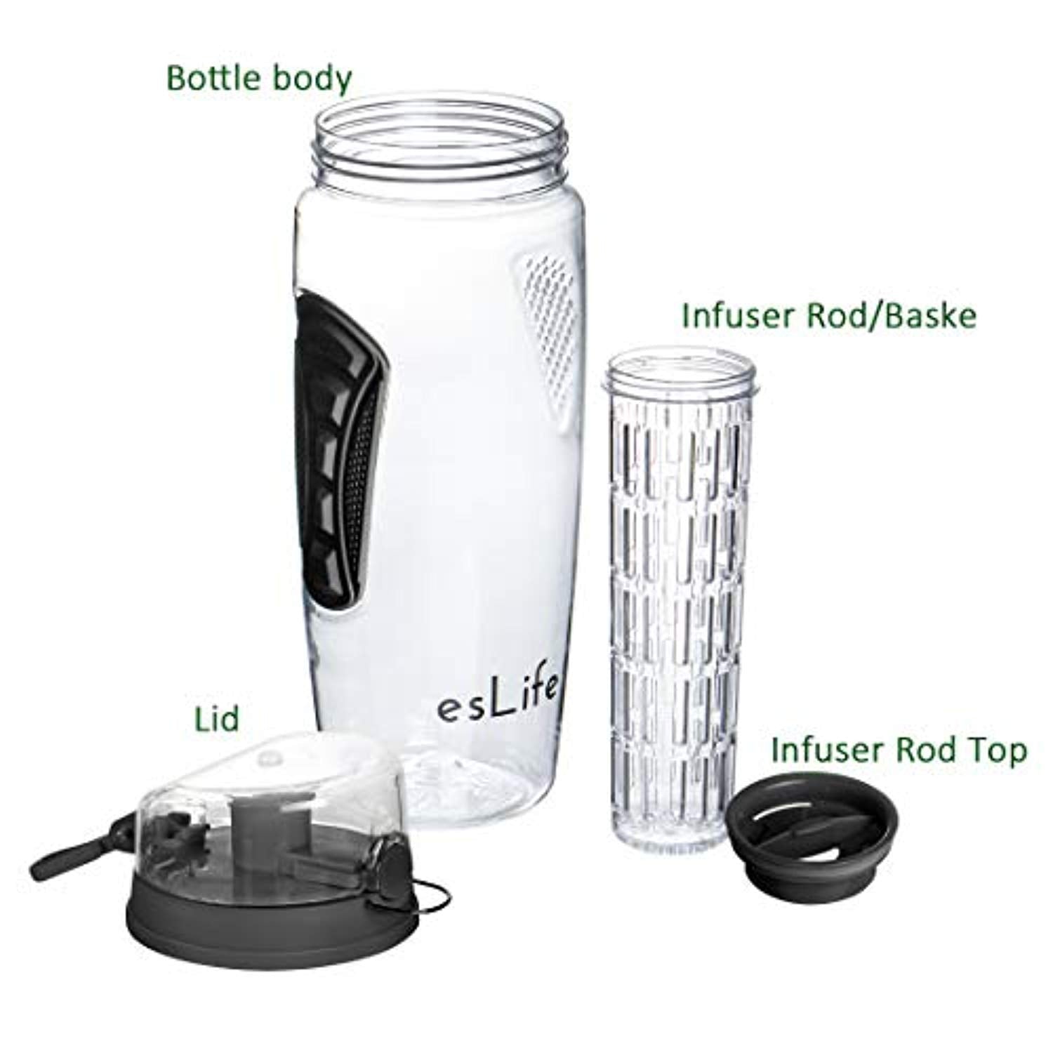 esLife Fruit Water Bottle 32 OZ, Fruit Infuser Sports Water Bottle BPA Free Tritan Plastic