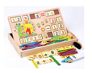 Montessori Toys For Toddlers, Preschool Teaching Tool Math Number Counting Sticks with Blackboard and Clock