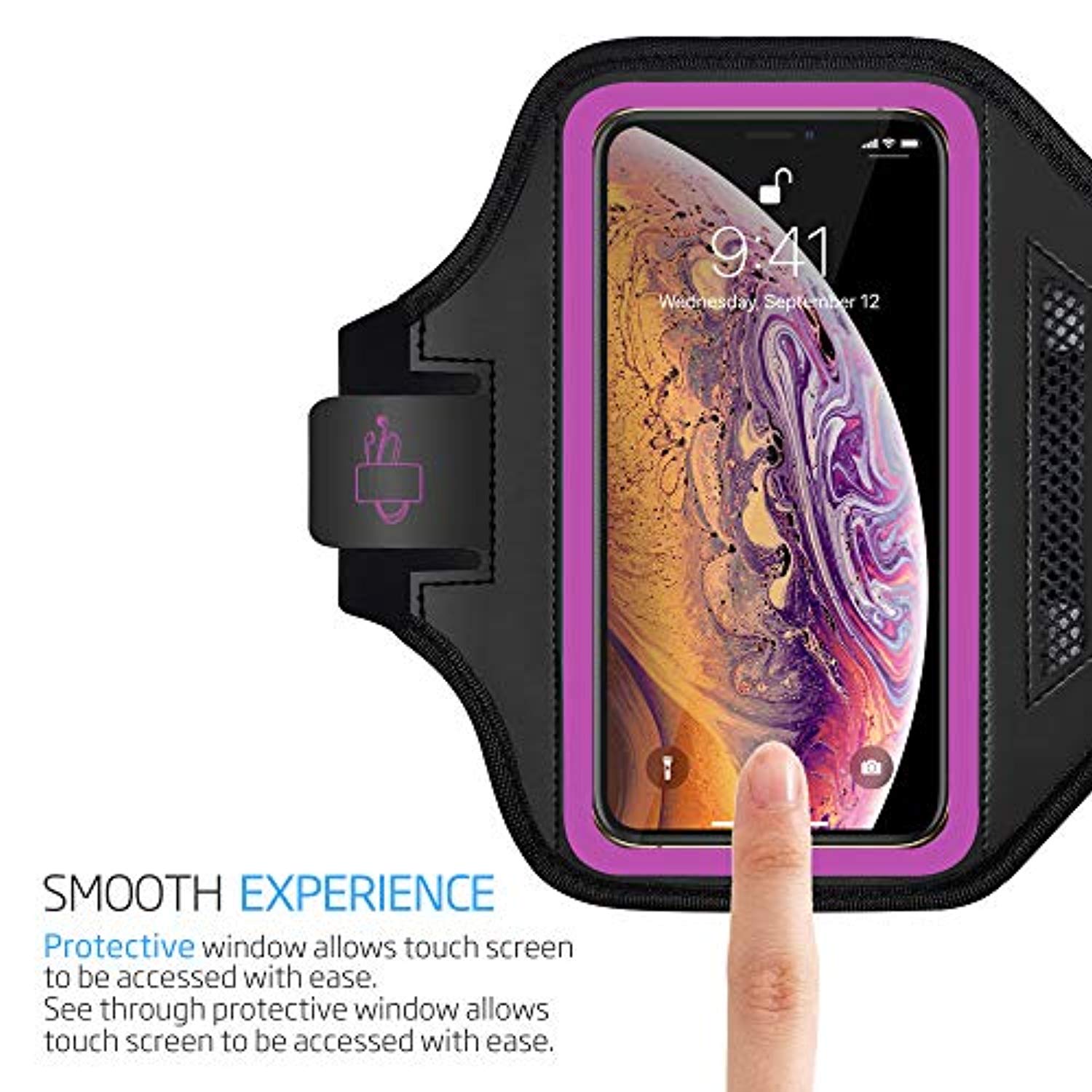 iPhone Xs Max Armband, Fingerprint Sensor Access Supported with Key Holder & Card Slot,Water Resistant and Sweat-Proof