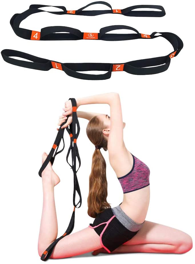 Yoga Stretching Strap Exercise Band with Multiple Grip Loops
