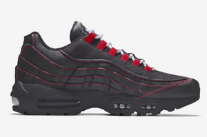 AIR MAX 95'S - Red side sticking, Black colour Backdrop : Mens Trainers